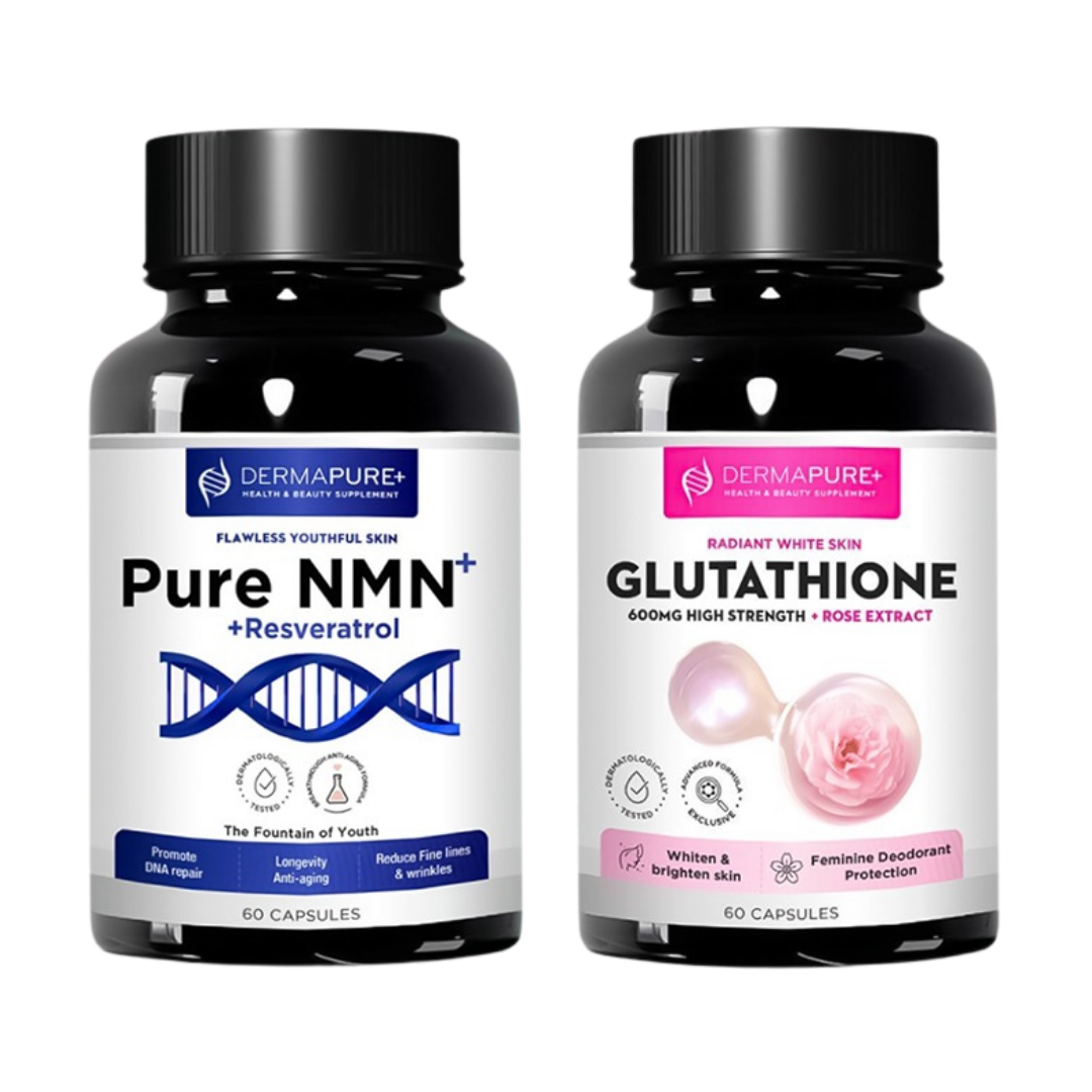 DermaPure+ Glutathione 600 mg per Serving 5-in-1 – Antioxidant & Radiant Skin Support, 60 Capsules