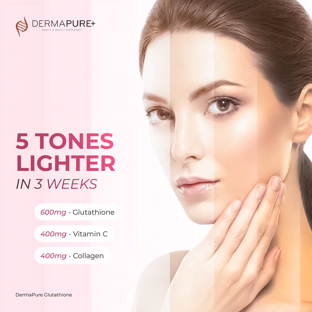 DermaPure+ Glutathione 600 mg per Serving 5-in-1 – Antioxidant & Radiant Skin Support, 60 Capsules
